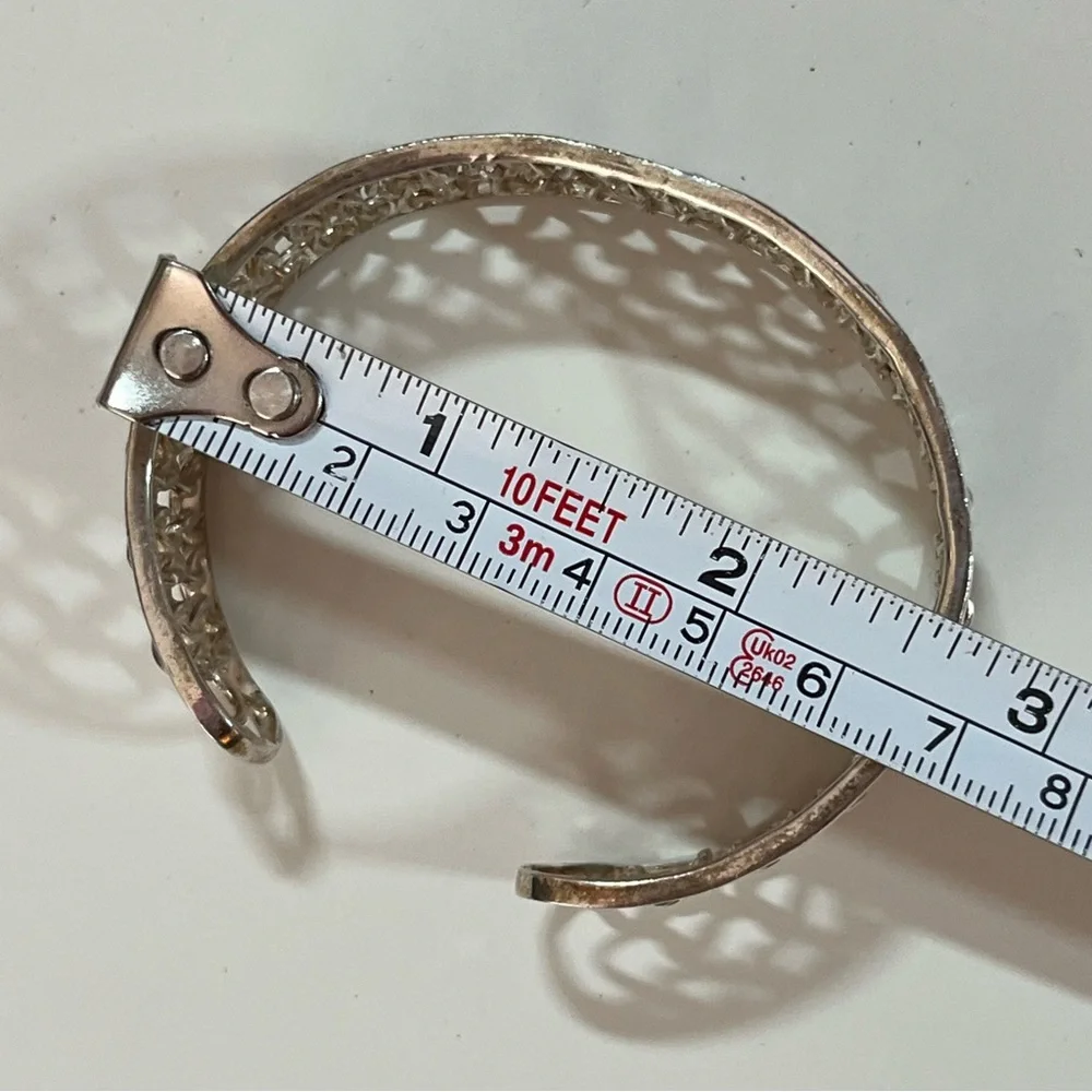 Vintage .925 sterling silver southwestern Woven Wide cuff Bracelet